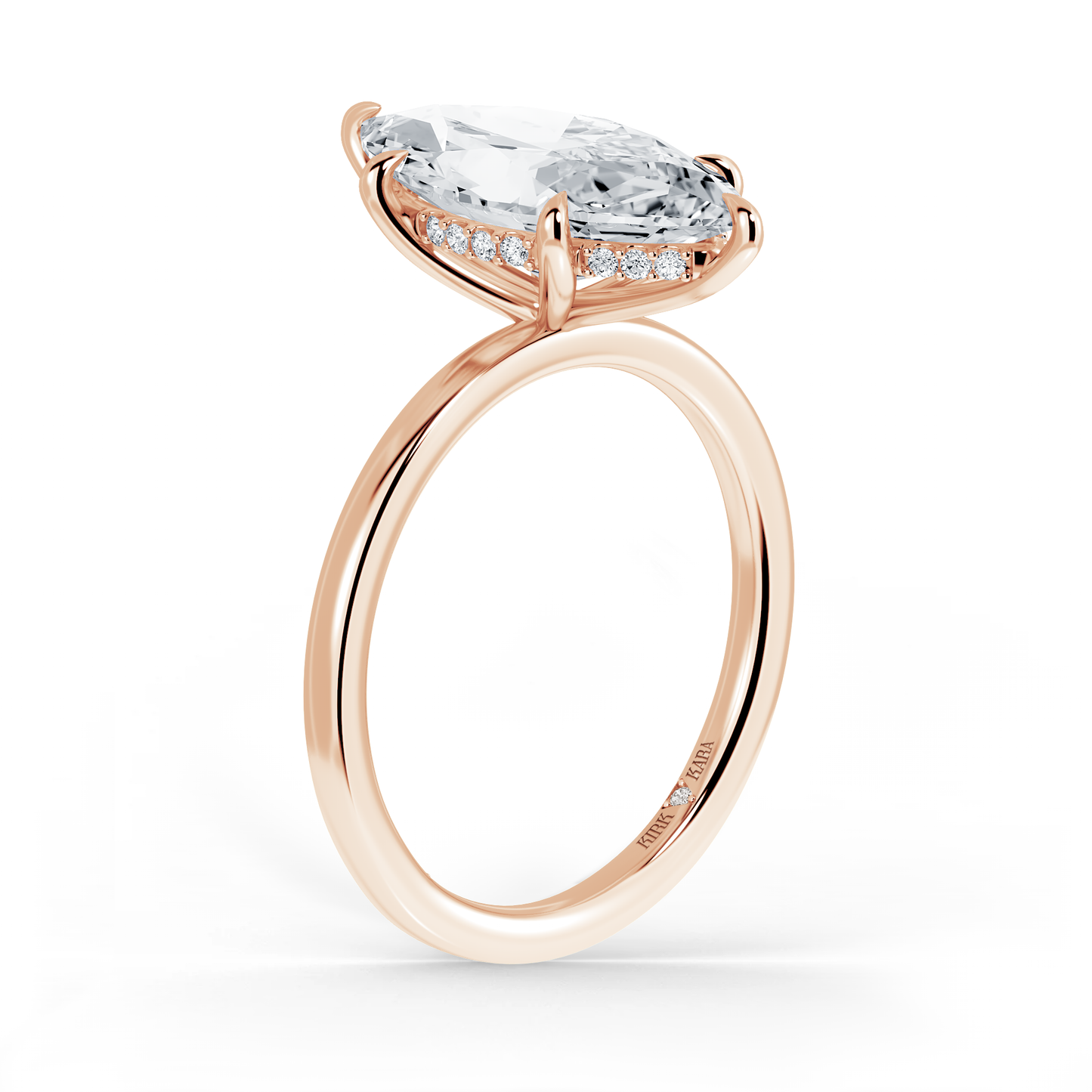 Preset Hidden Halo Marquise Solitaire Engagement Ring - Center Diamond Included