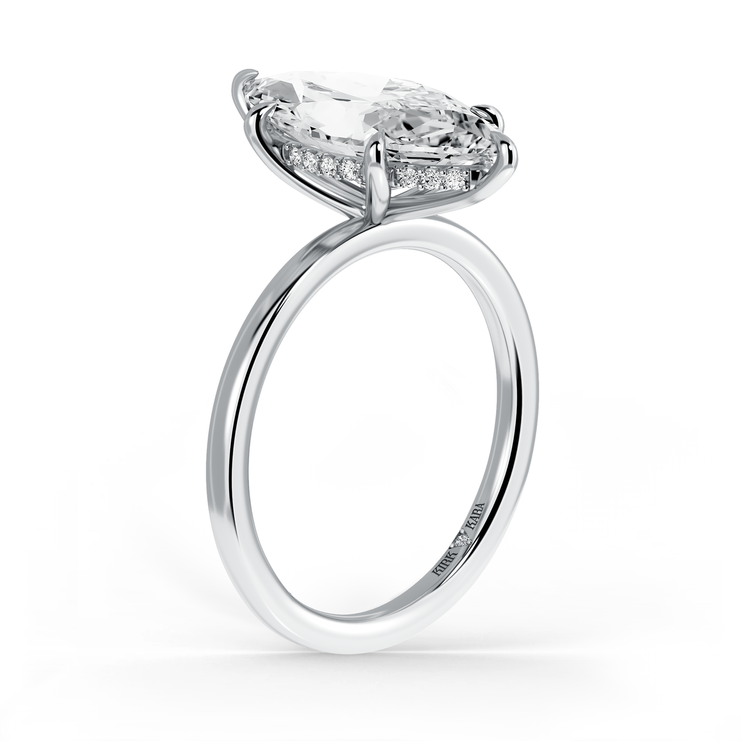 Preset Hidden Halo Marquise Solitaire Engagement Ring - Center Diamond Included