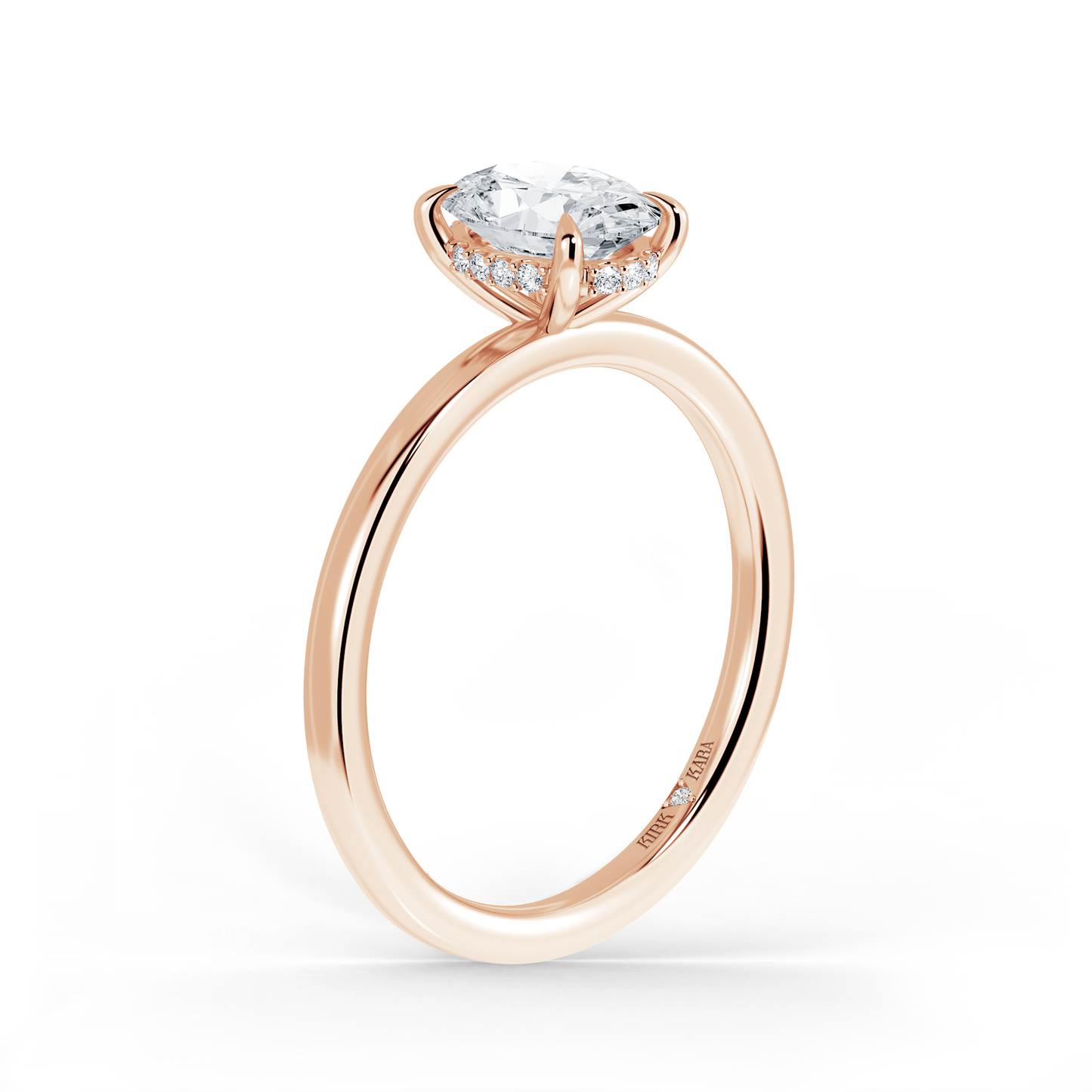 Preset Hidden Halo Oval Solitaire Engagement Ring - Center Diamond Included