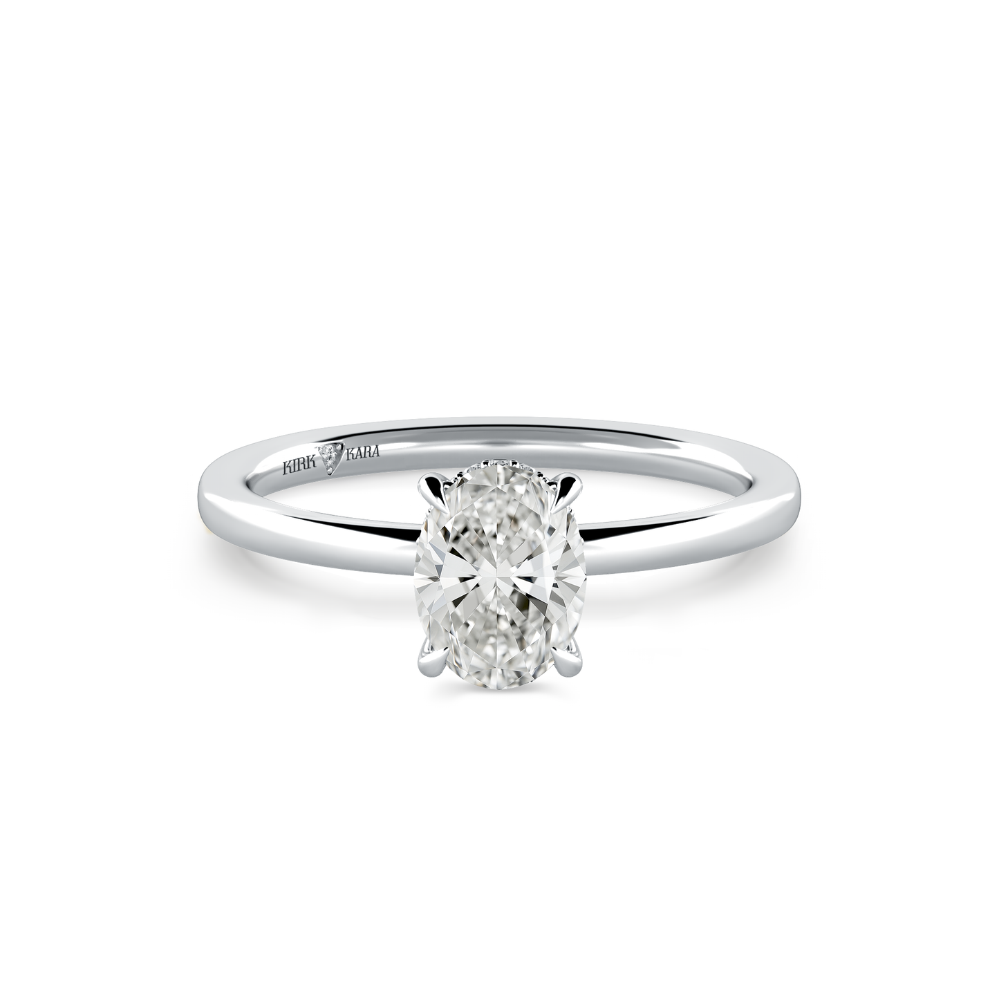 Preset Hidden Halo Oval Solitaire Engagement Ring - Center Diamond Included