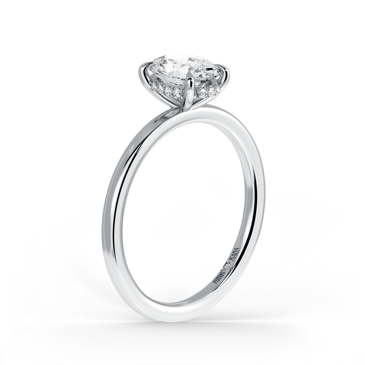 Preset Hidden Halo Oval Solitaire Engagement Ring - Center Diamond Included