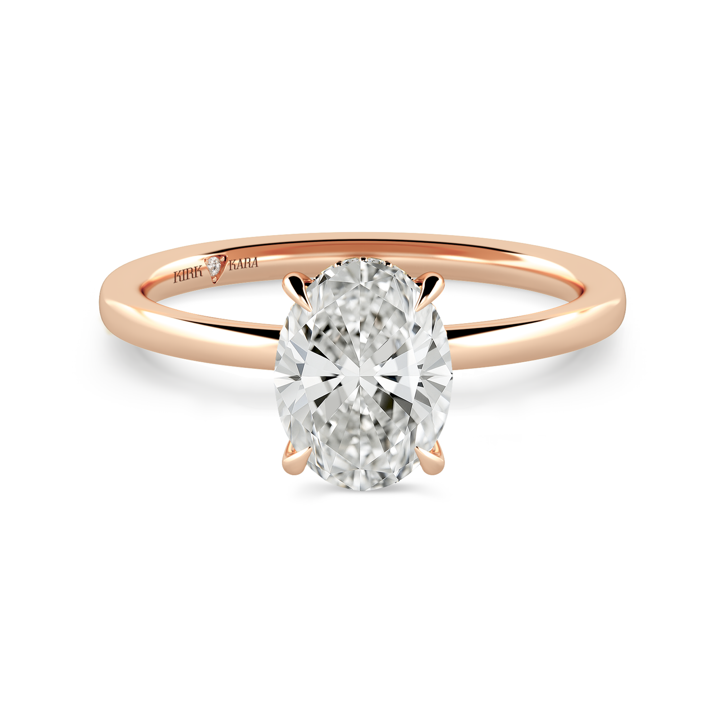 Preset Hidden Halo Oval Solitaire Engagement Ring - Center Diamond Included