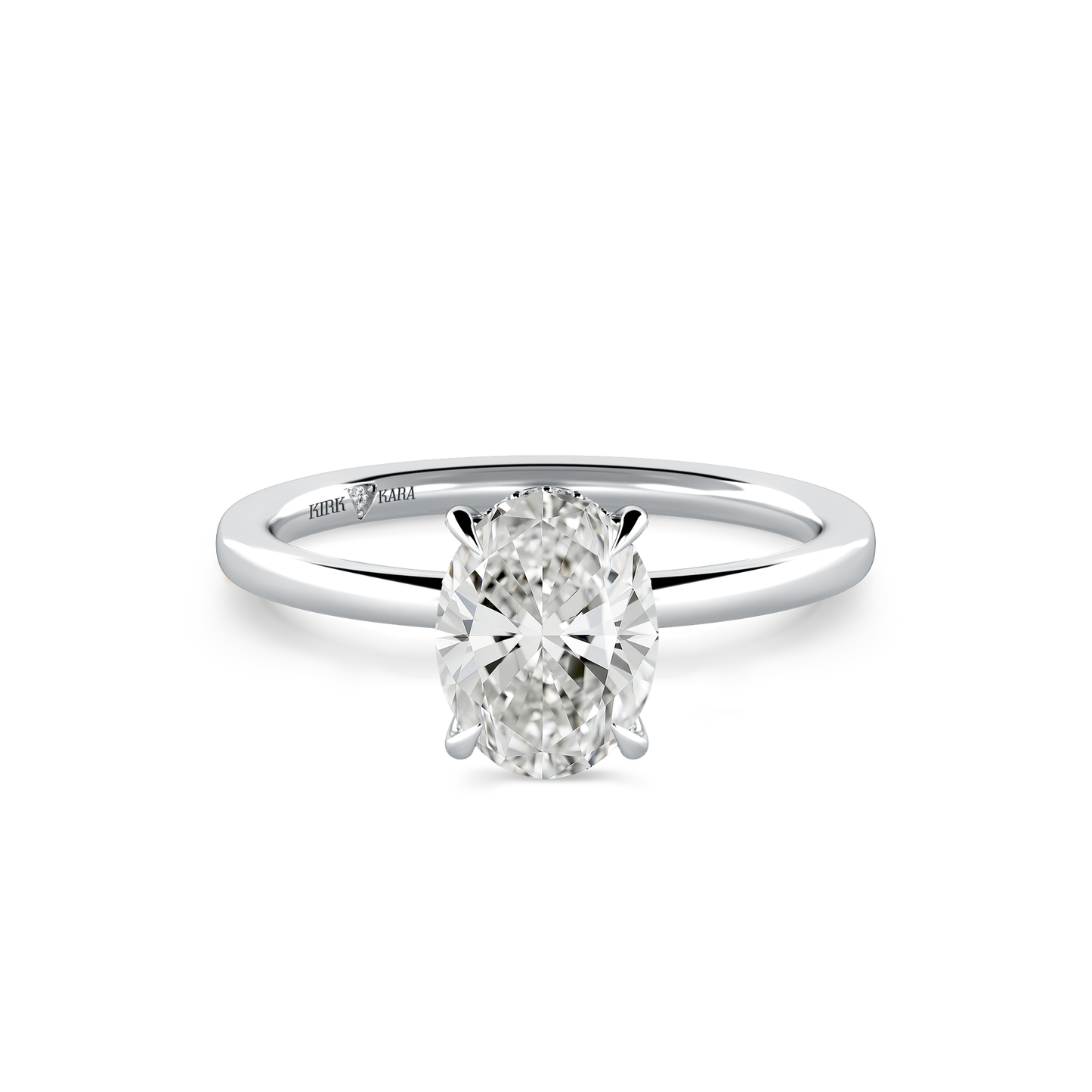 Preset Hidden Halo Oval Solitaire Engagement Ring - Center Diamond Included