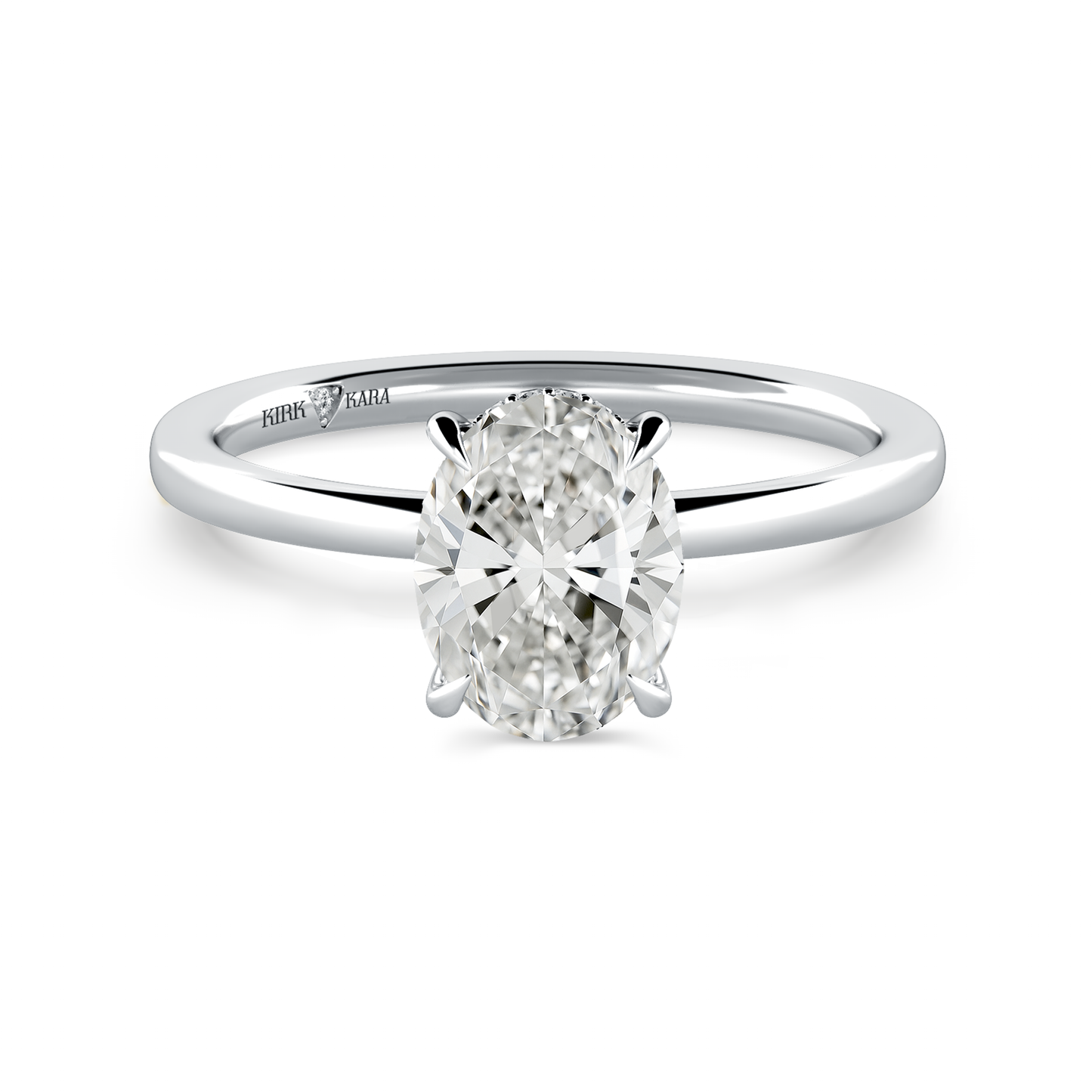 Preset Hidden Halo Oval Solitaire Engagement Ring - Center Diamond Included