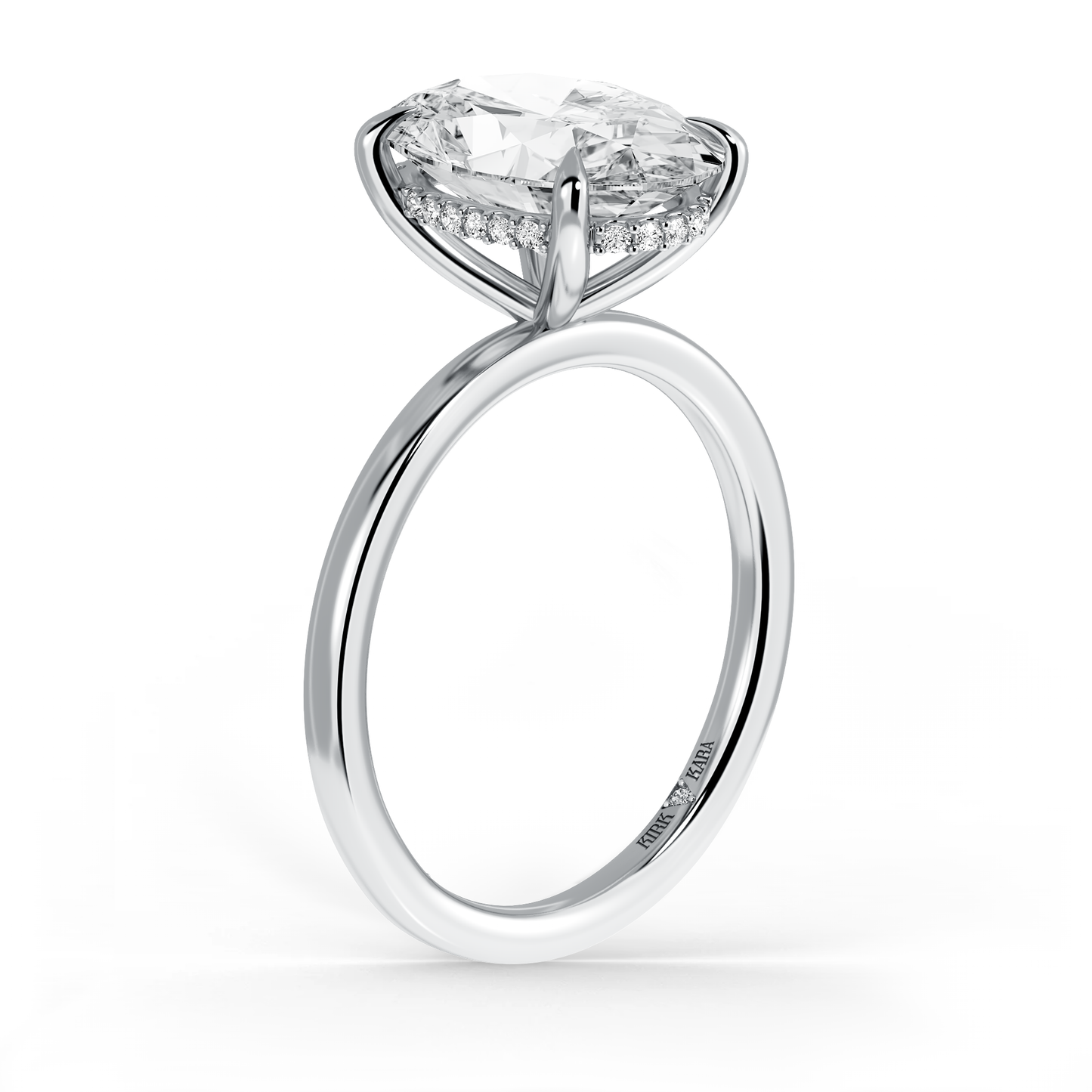 Preset Hidden Halo Oval Solitaire Engagement Ring - Center Diamond Included