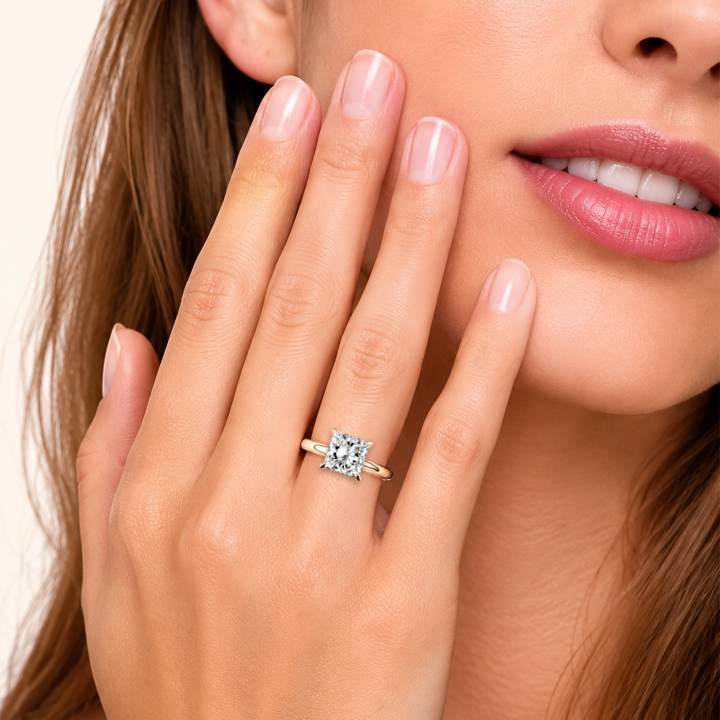 Preset Hidden Halo Princess Solitaire Engagement Ring - Center Diamond Included
