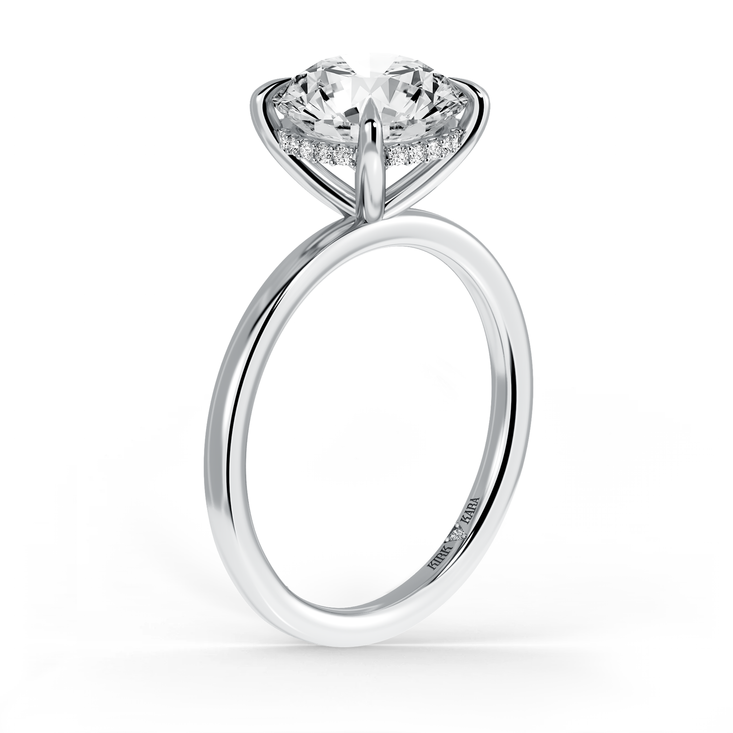 Preset Hidden Halo Round Solitaire Engagement Ring - Center Diamond Included
