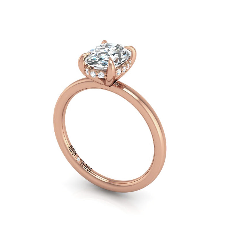 Preset Hidden Halo Solitaire Oval Lab Diamond Engagement Ring