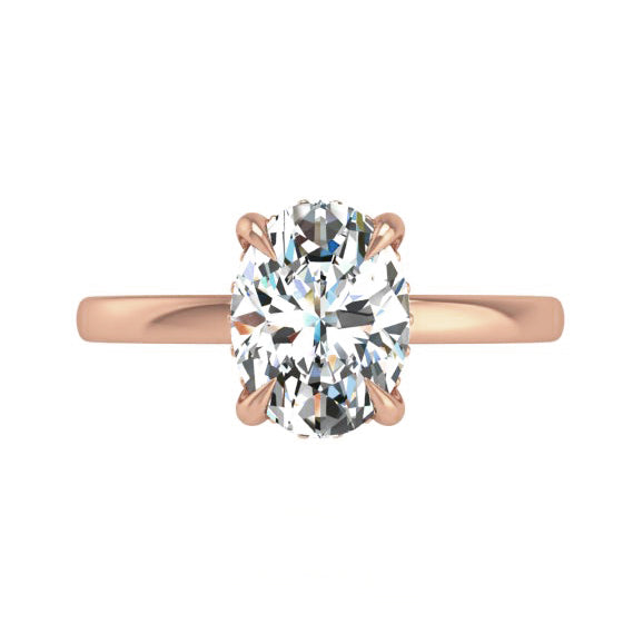 Preset Hidden Halo Solitaire Oval Lab Diamond Engagement Ring