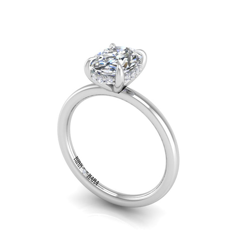 Preset Hidden Halo Solitaire Oval Lab Diamond Engagement Ring