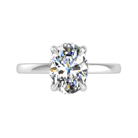 Preset Hidden Halo Solitaire Oval Lab Diamond Engagement Ring