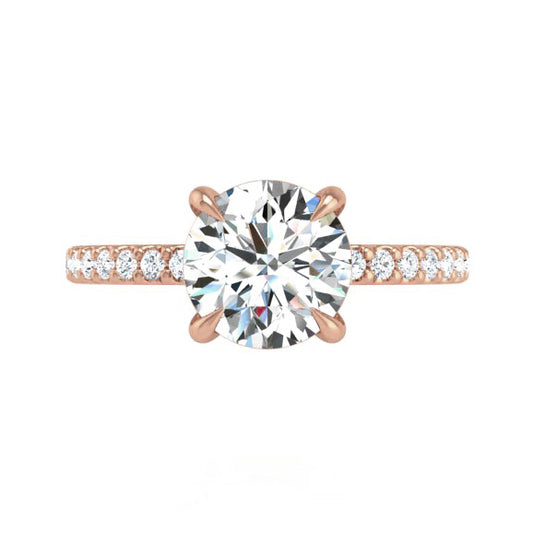 Preset Diamond Hidden Halo Solitaire Round Lab Diamond Engagement Ring