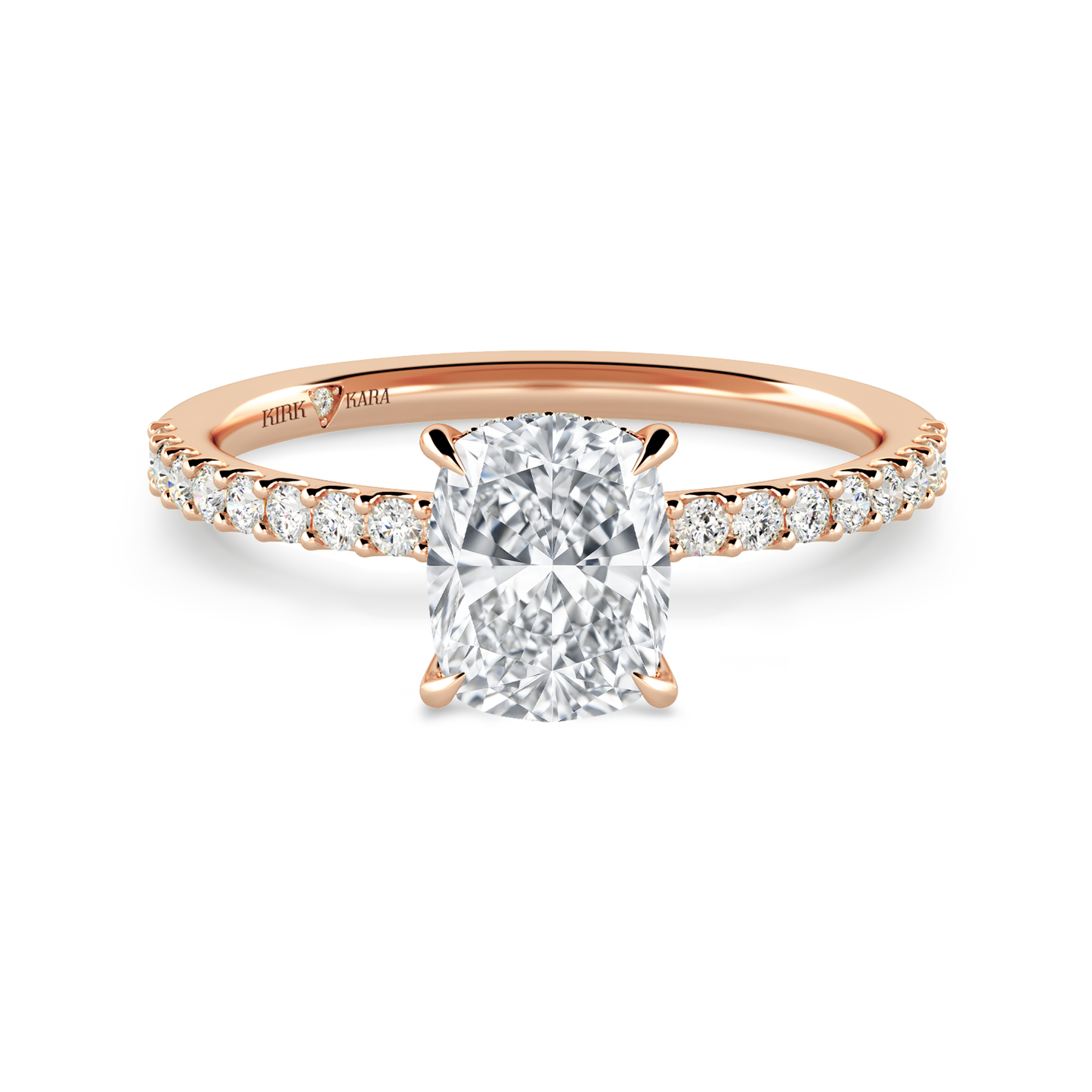 Preset Cushion Hidden Halo Lab Diamond Engagement Ring - Center Diamond Included