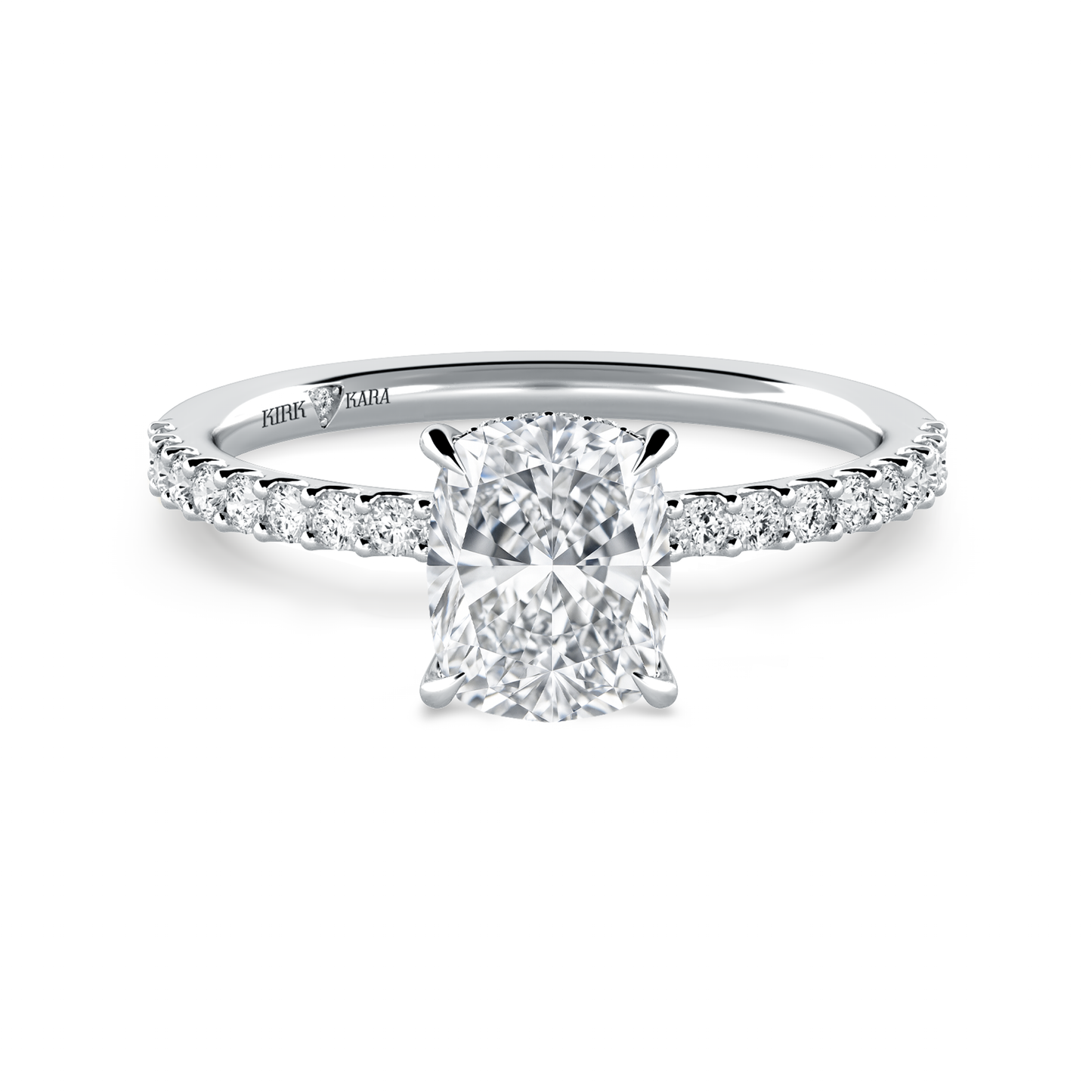 Preset Cushion Hidden Halo Lab Diamond Engagement Ring - Center Diamond Included