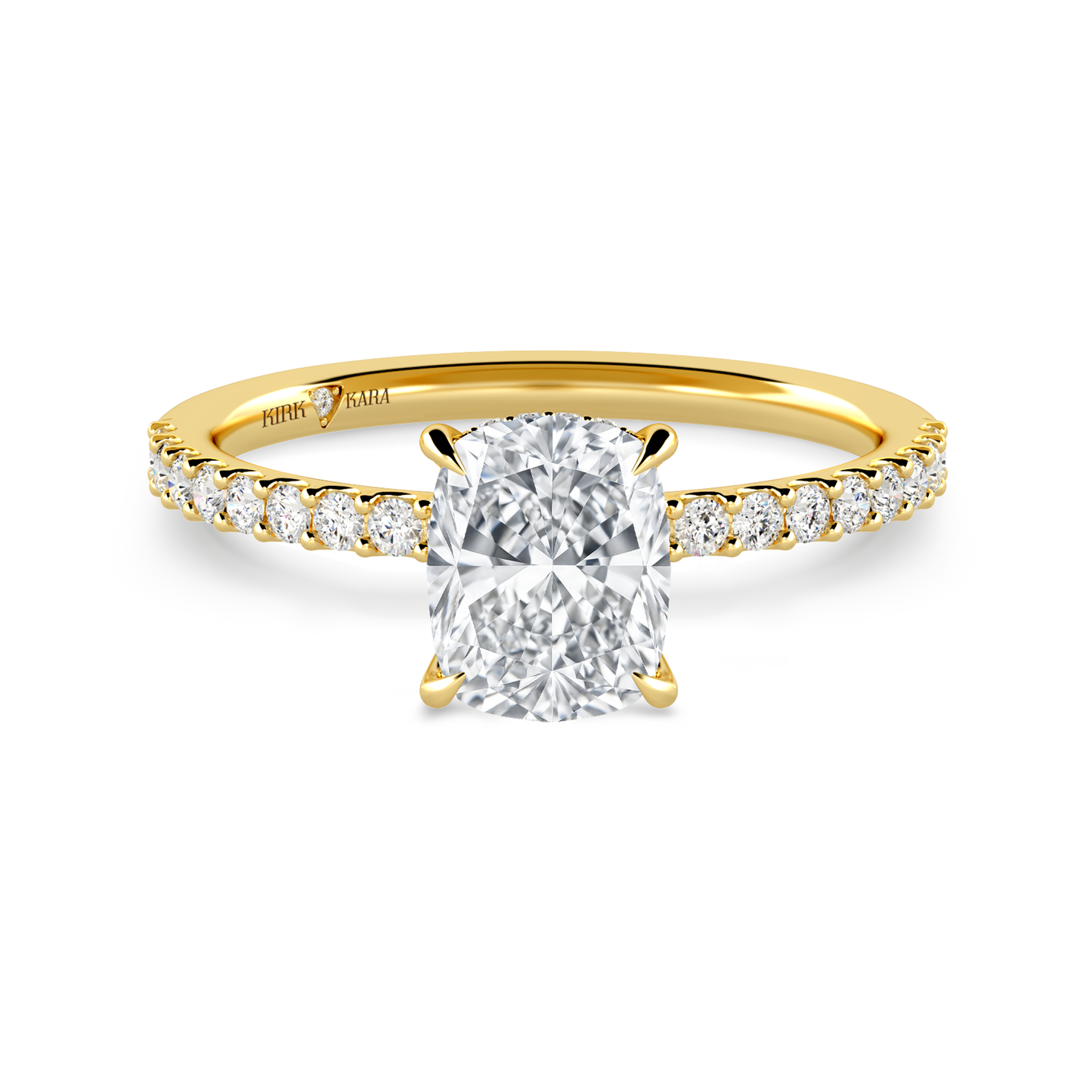 Preset Cushion Hidden Halo Lab Diamond Engagement Ring - Center Diamond Included