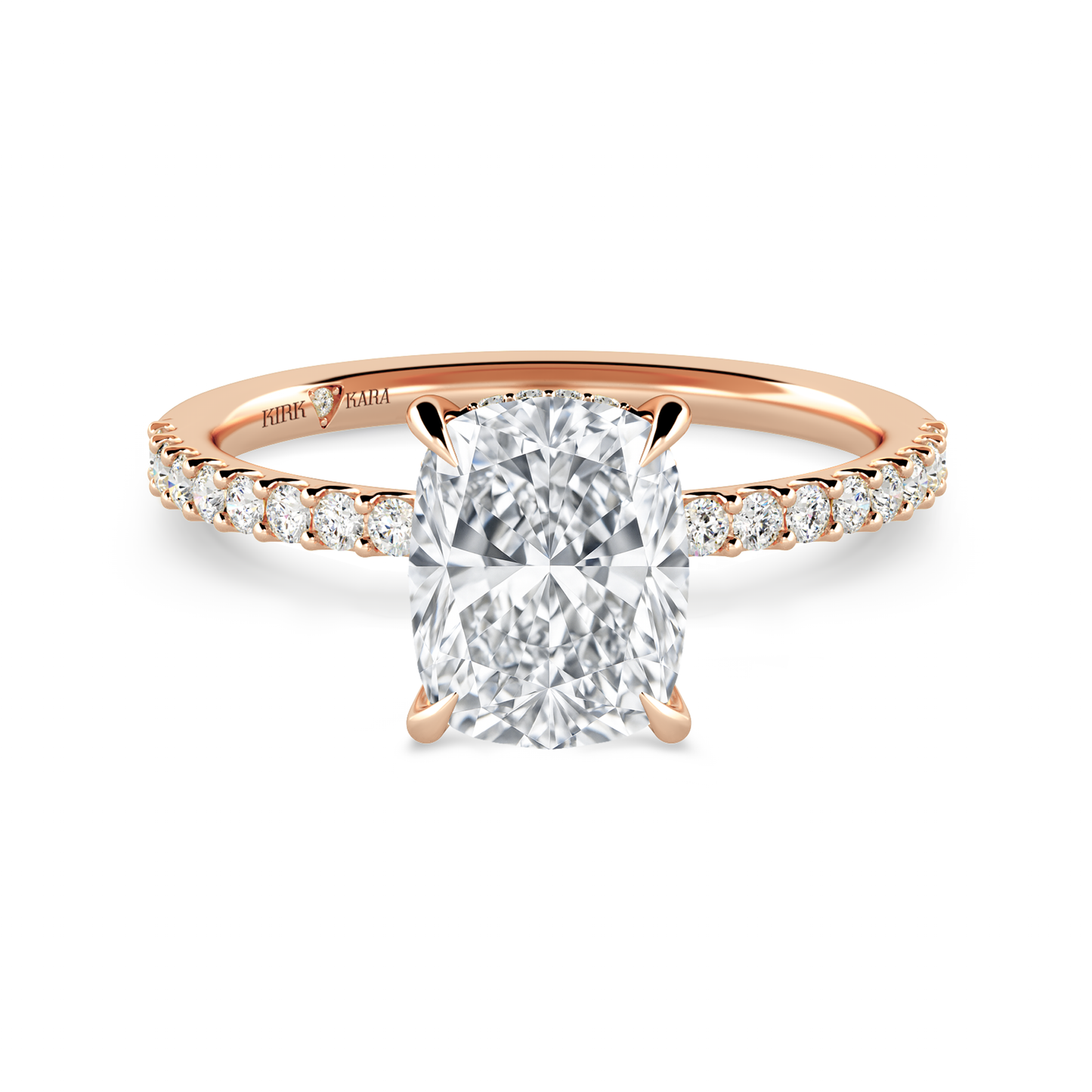 Preset Cushion Hidden Halo Lab Diamond Engagement Ring - Center Diamond Included