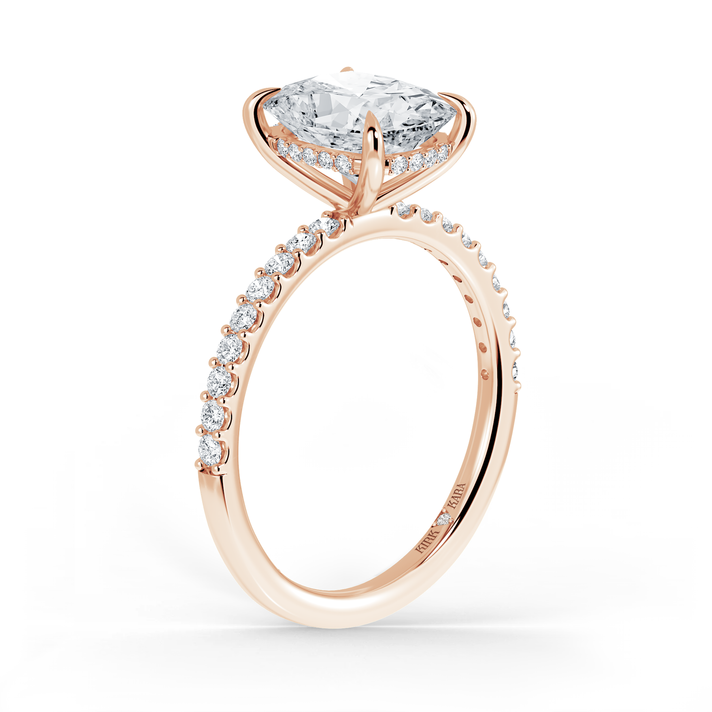 Preset Cushion Hidden Halo Lab Diamond Engagement Ring - Center Diamond Included