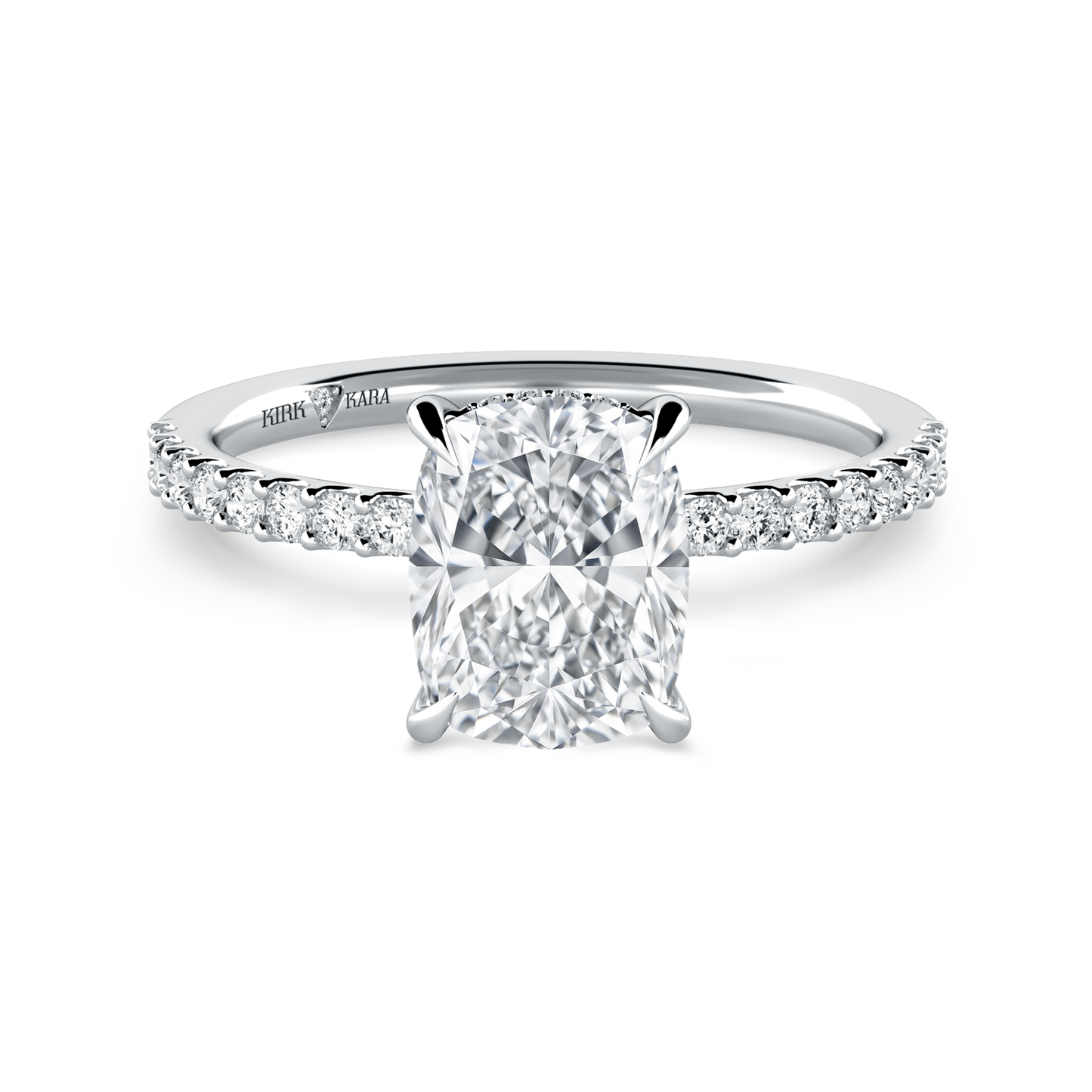 Preset Cushion Hidden Halo Lab Diamond Engagement Ring - Center Diamond Included