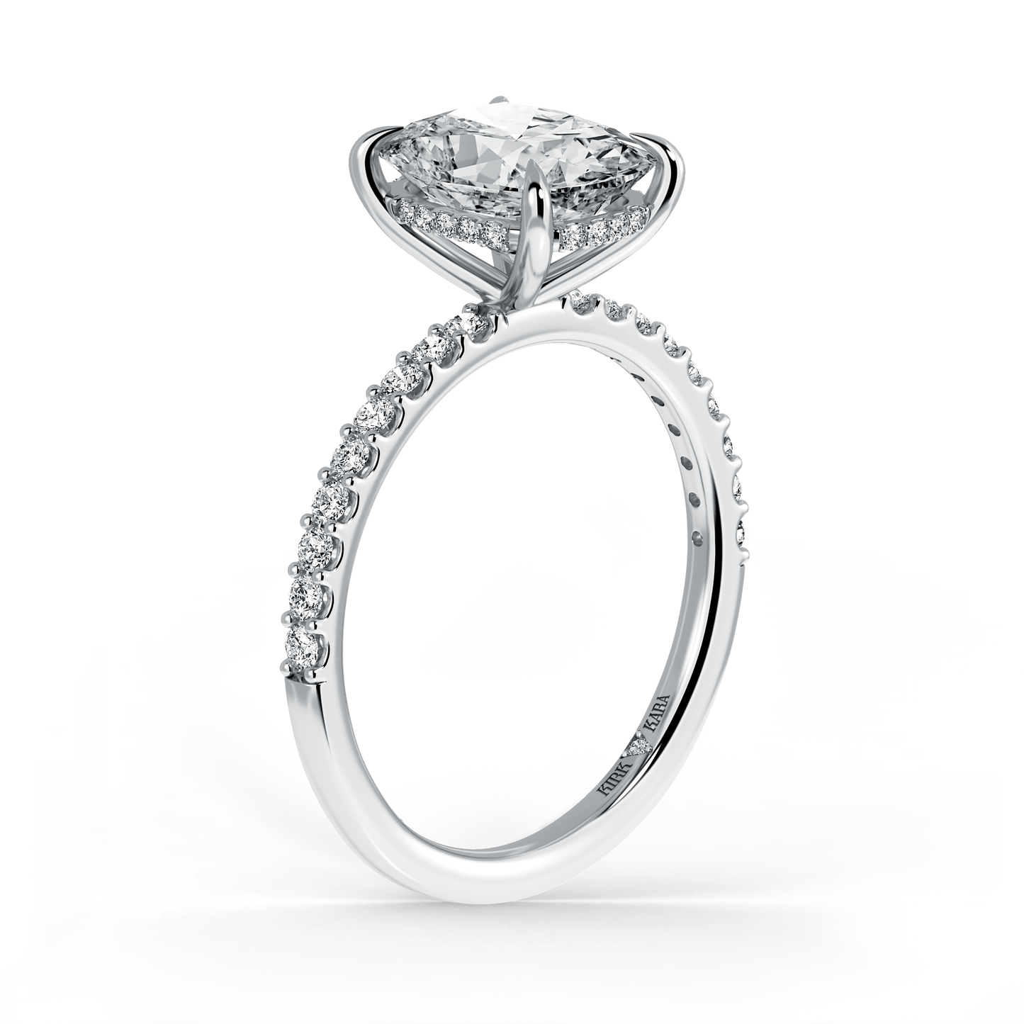 Preset Cushion Hidden Halo Lab Diamond Engagement Ring - Center Diamond Included