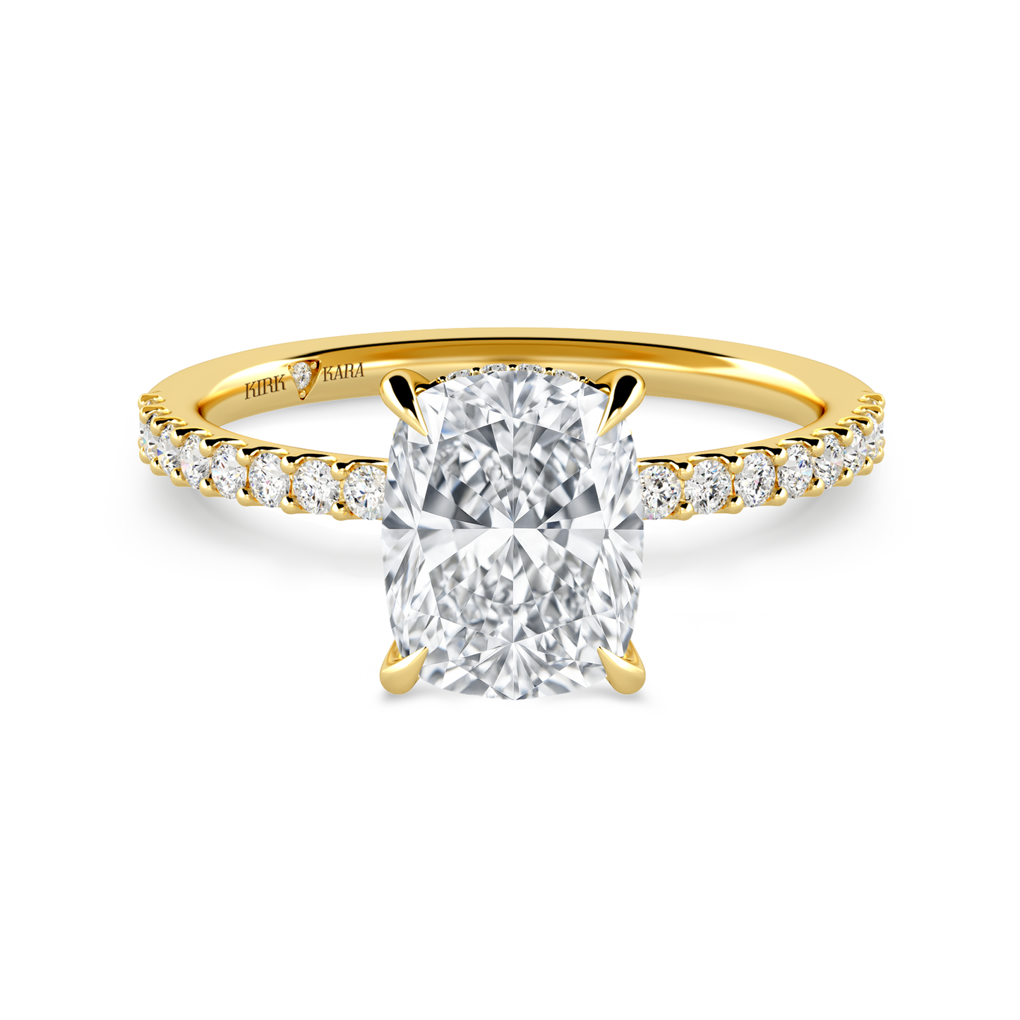 Preset Cushion Hidden Halo Lab Diamond Engagement Ring - Center Diamond Included