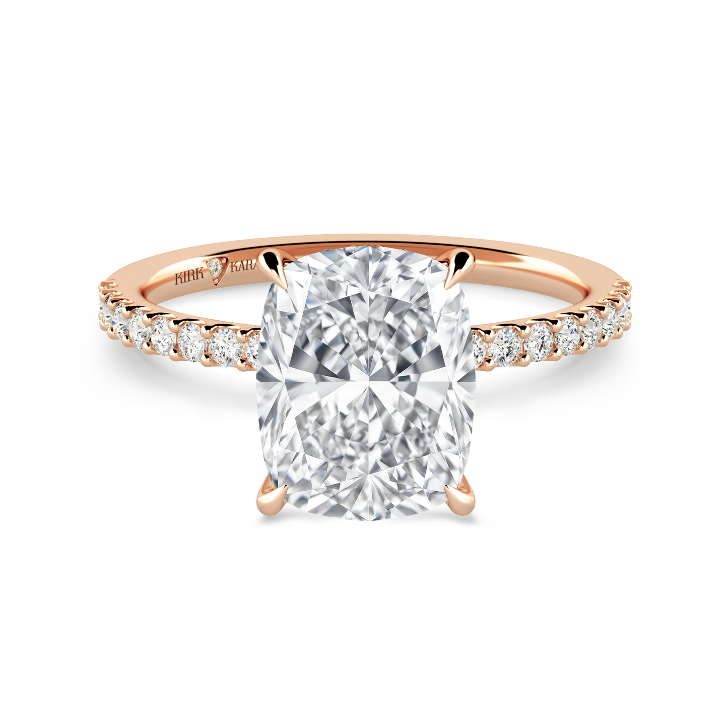 Preset Cushion Hidden Halo Lab Diamond Engagement Ring - Center Diamond Included