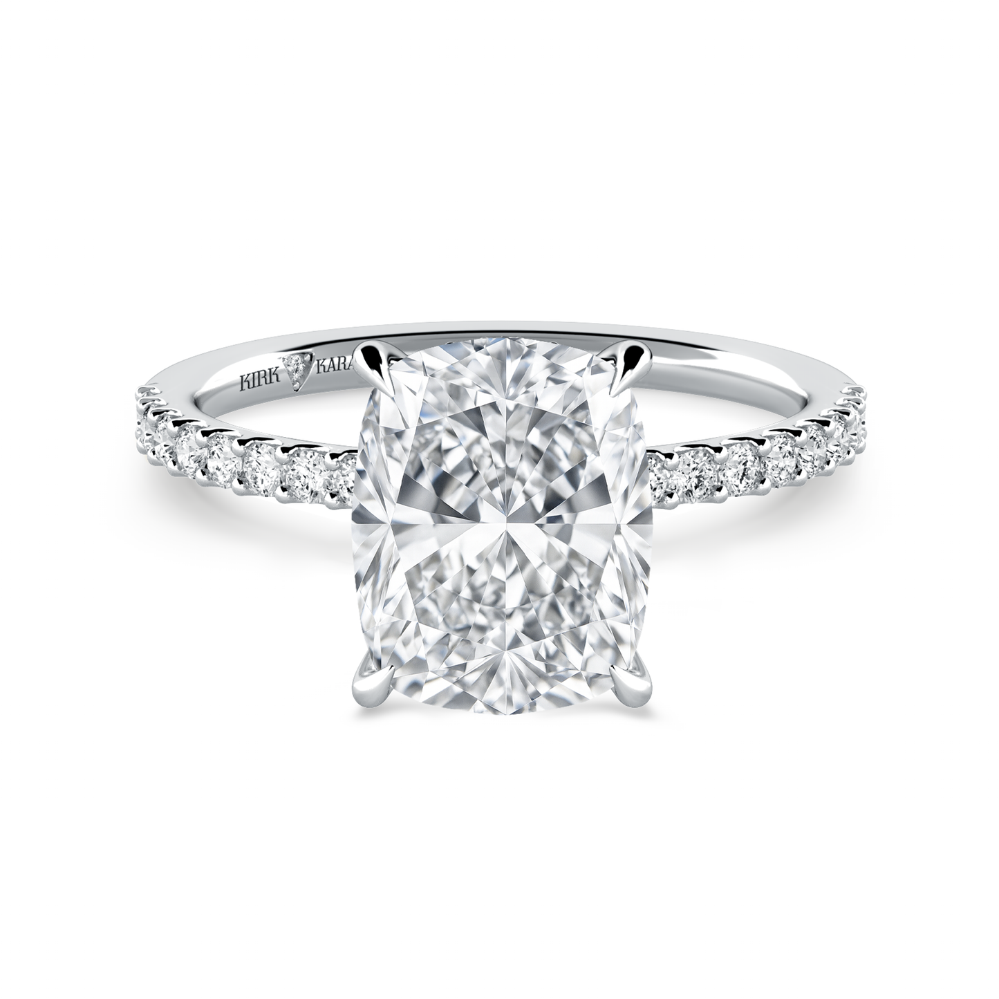 Preset Cushion Hidden Halo Lab Diamond Engagement Ring - Center Diamond Included