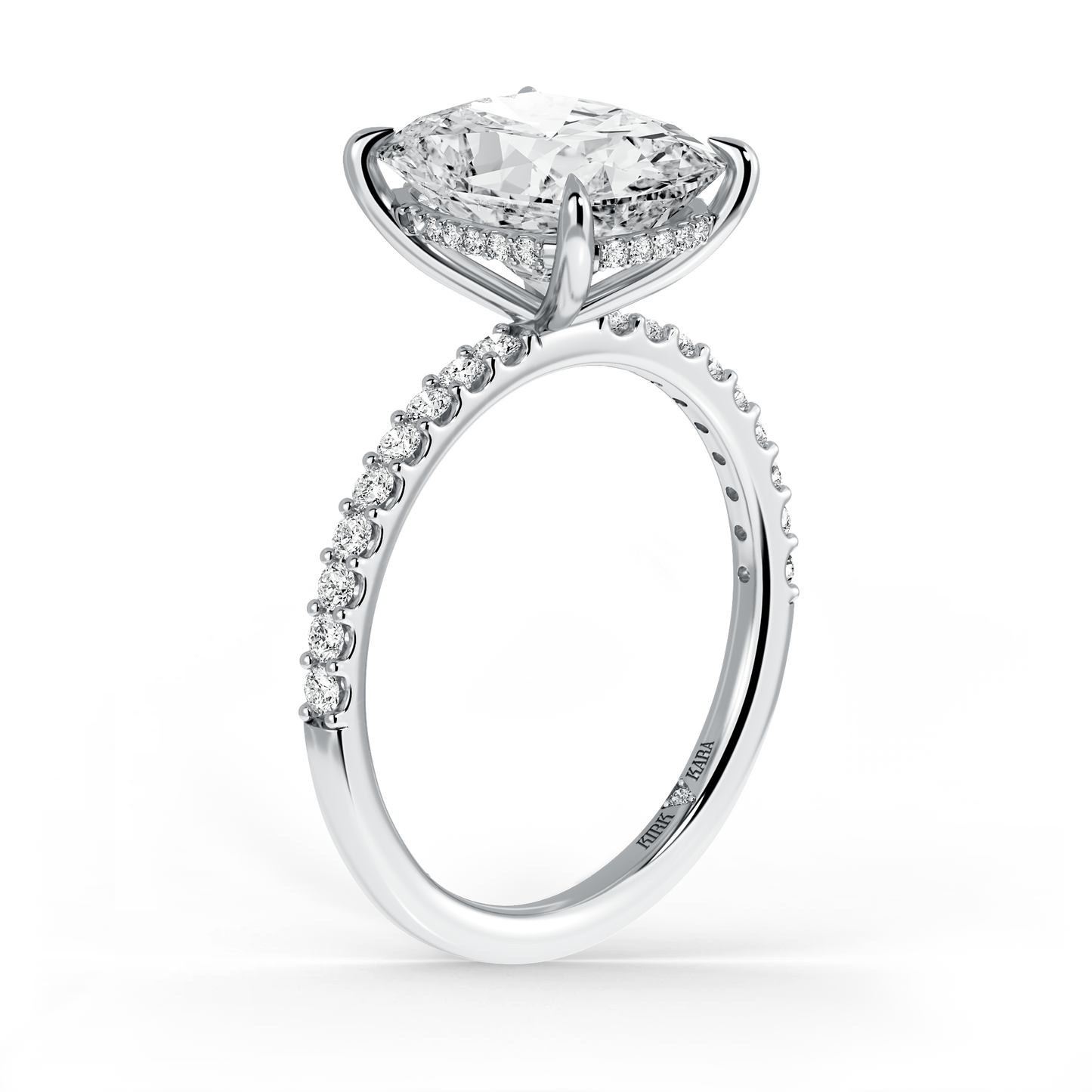 Preset Cushion Hidden Halo Lab Diamond Engagement Ring - Center Diamond Included