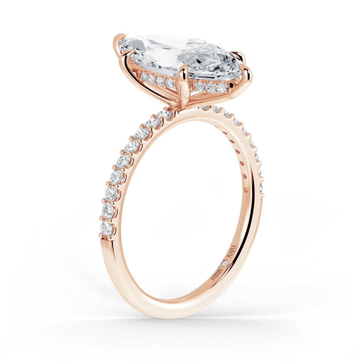 Preset Marquise Hidden Halo Lab Diamond Engagement Ring - Center Diamond Included