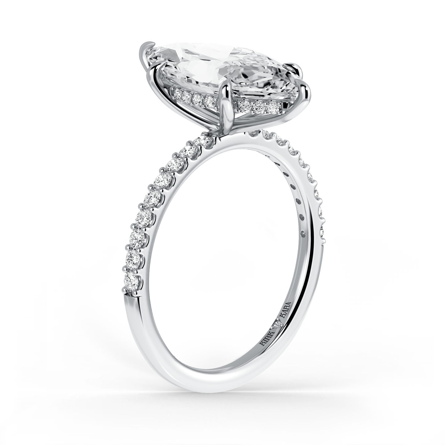 Preset Marquise Hidden Halo Lab Diamond Engagement Ring - Center Diamond Included