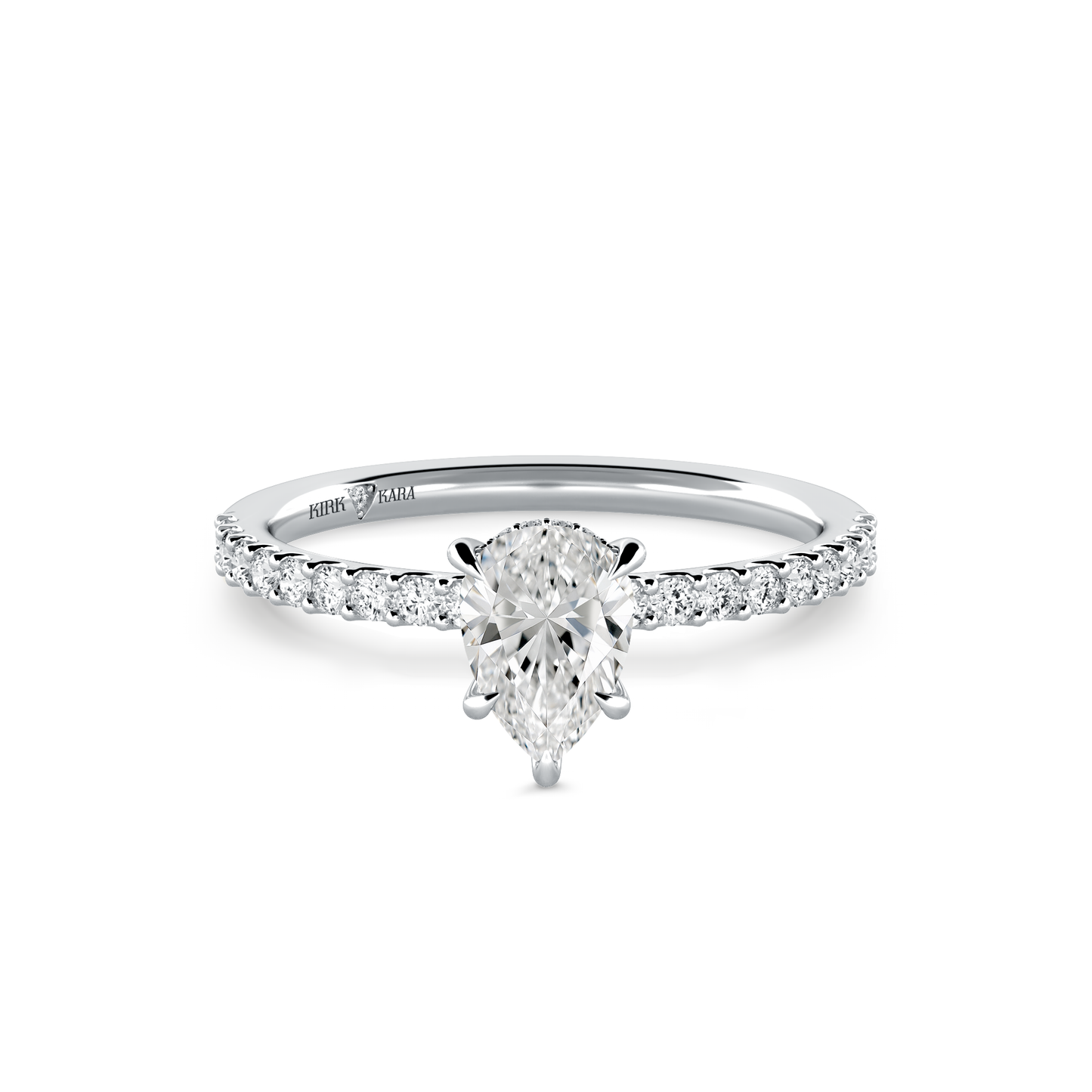 Preset Pear Hidden Halo Lab Diamond Engagement Ring - Center Diamond Included