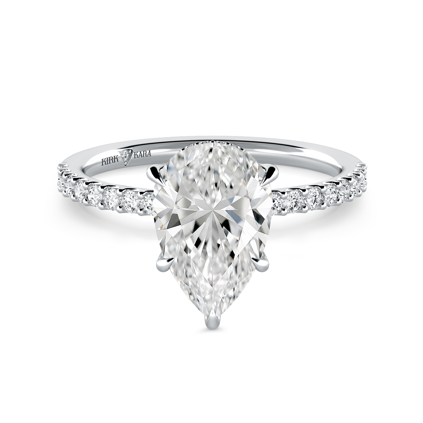 Preset Pear Hidden Halo Lab Diamond Engagement Ring - Center Diamond Included