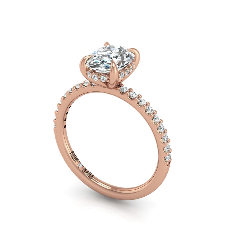 Preset Diamond Hidden Halo Solitaire Oval Lab Diamond Engagement Ring
