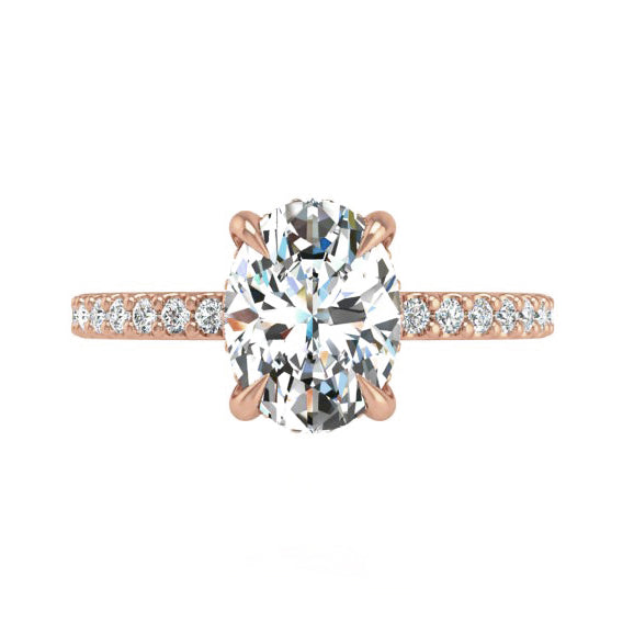 Preset Diamond Hidden Halo Solitaire Oval Lab Diamond Engagement Ring