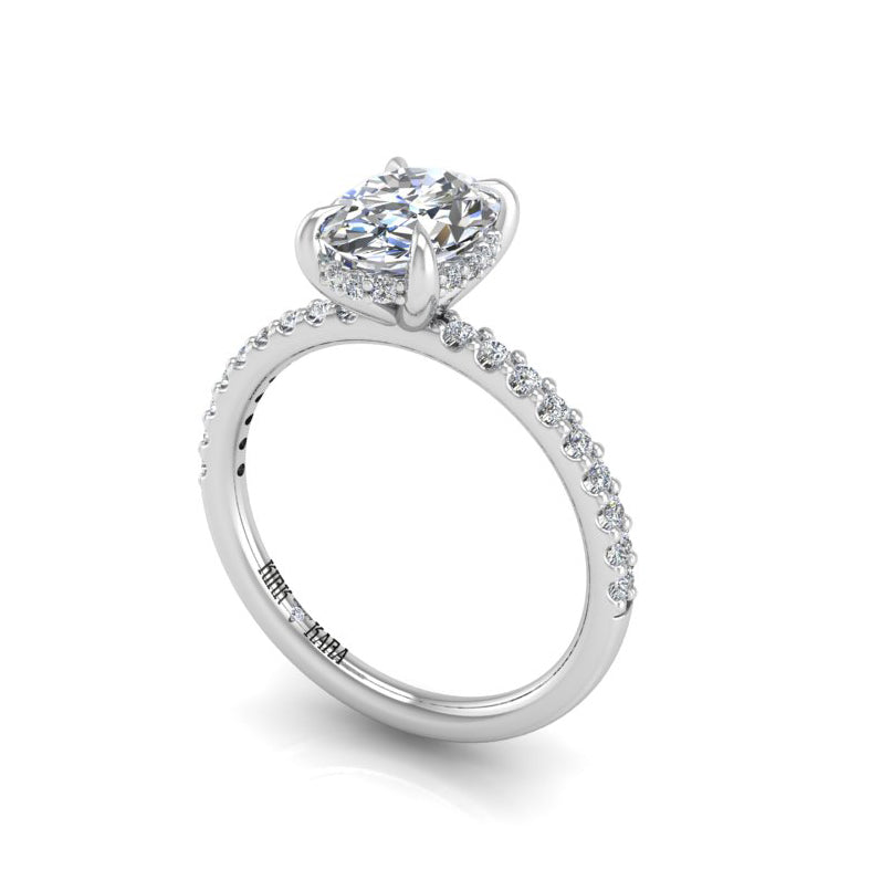 Preset Diamond Hidden Halo Solitaire Oval Lab Diamond Engagement Ring