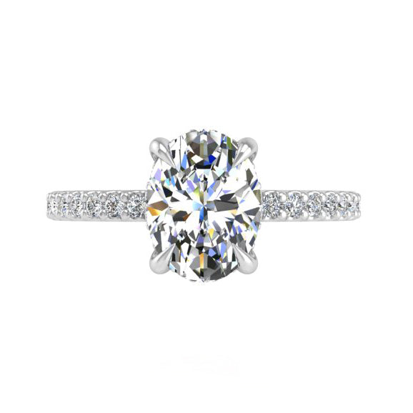 Preset Diamond Hidden Halo Solitaire Oval Lab Diamond Engagement Ring