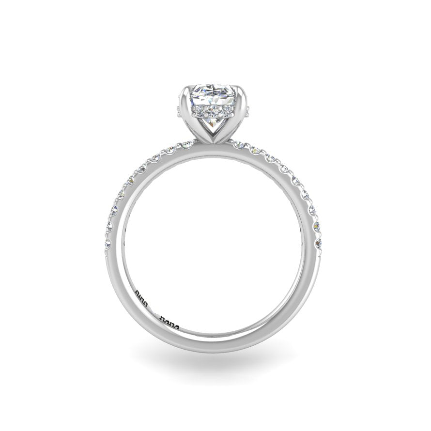 Preset Diamond Hidden Halo Solitaire Oval Lab Diamond Engagement Ring