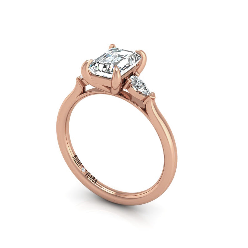 Preset Three Stone Emerald Lab Diamond Engagement Ring