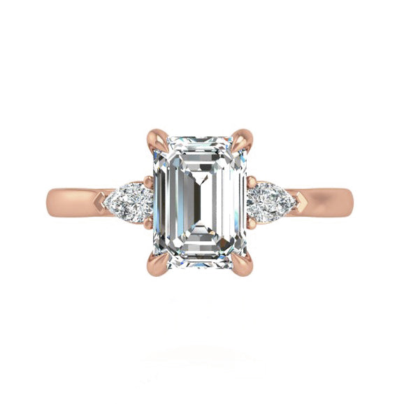 Preset Three Stone Emerald Lab Diamond Engagement Ring