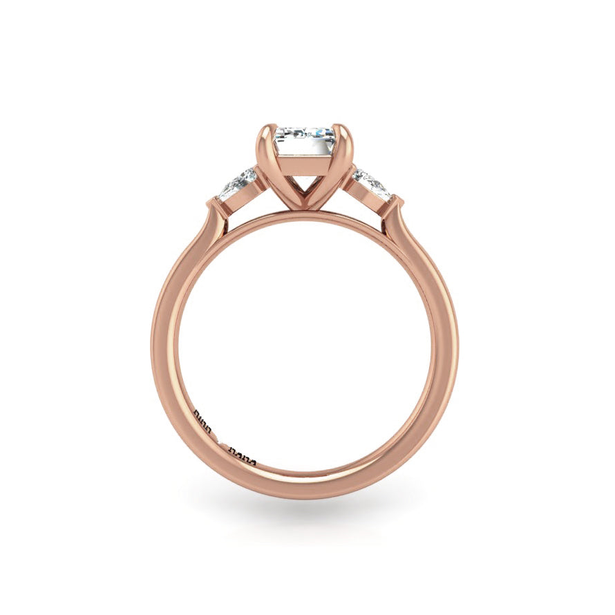 Preset Three Stone Emerald Lab Diamond Engagement Ring