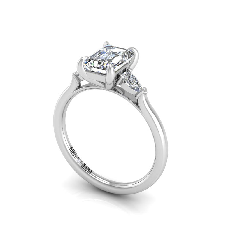 Preset Three Stone Emerald Lab Diamond Engagement Ring
