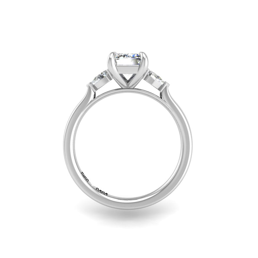 Preset Three Stone Emerald Lab Diamond Engagement Ring