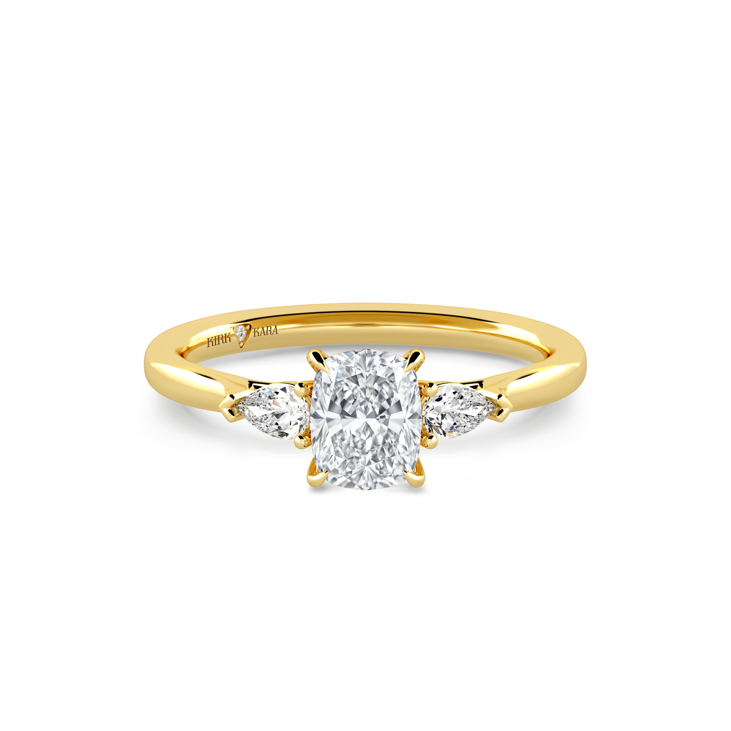 Preset Three Stone Cushion Lab Diamond Engagement Ring - Center Diamond Included
