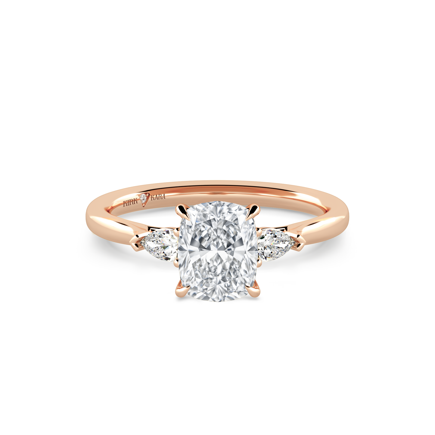 Preset Three Stone Cushion Lab Diamond Engagement Ring - Center Diamond Included