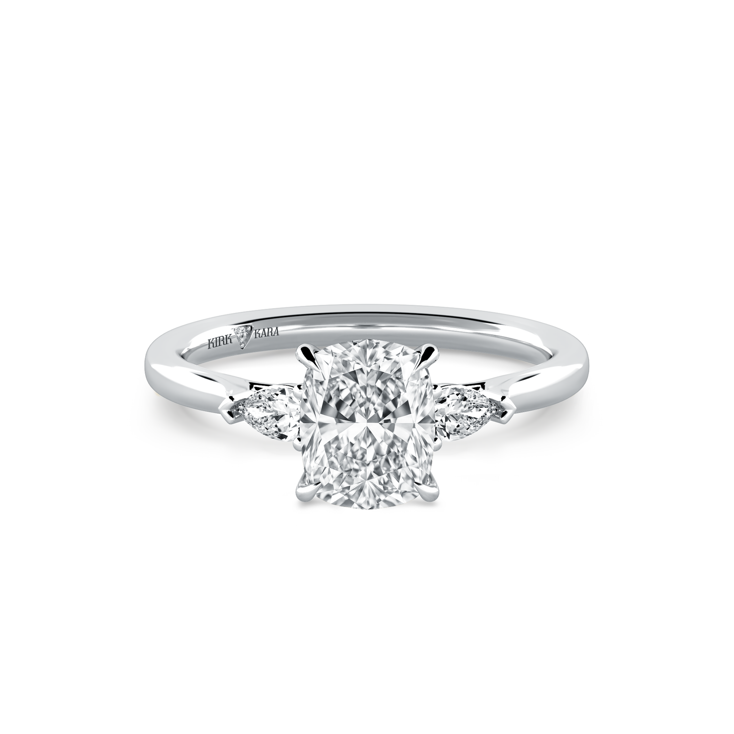 Preset Three Stone Cushion Lab Diamond Engagement Ring - Center Diamond Included