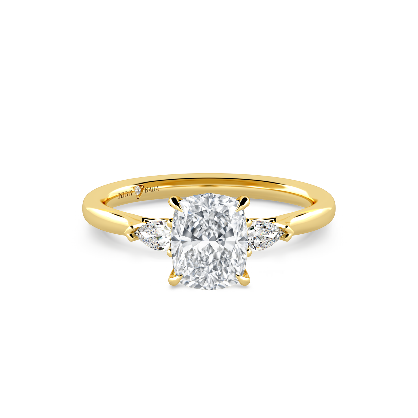 Preset Three Stone Cushion Lab Diamond Engagement Ring - Center Diamond Included