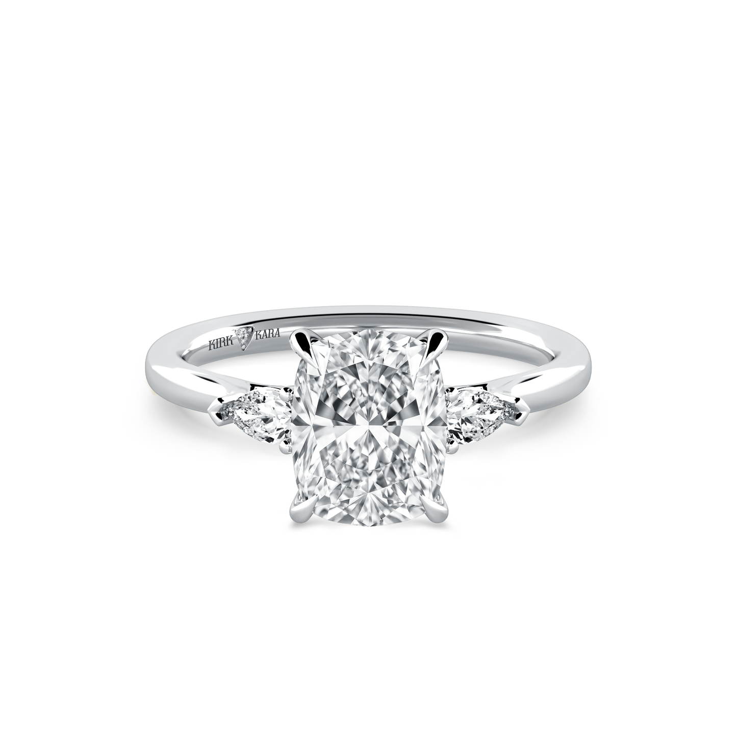 Preset Three Stone Cushion Lab Diamond Engagement Ring - Center Diamond Included