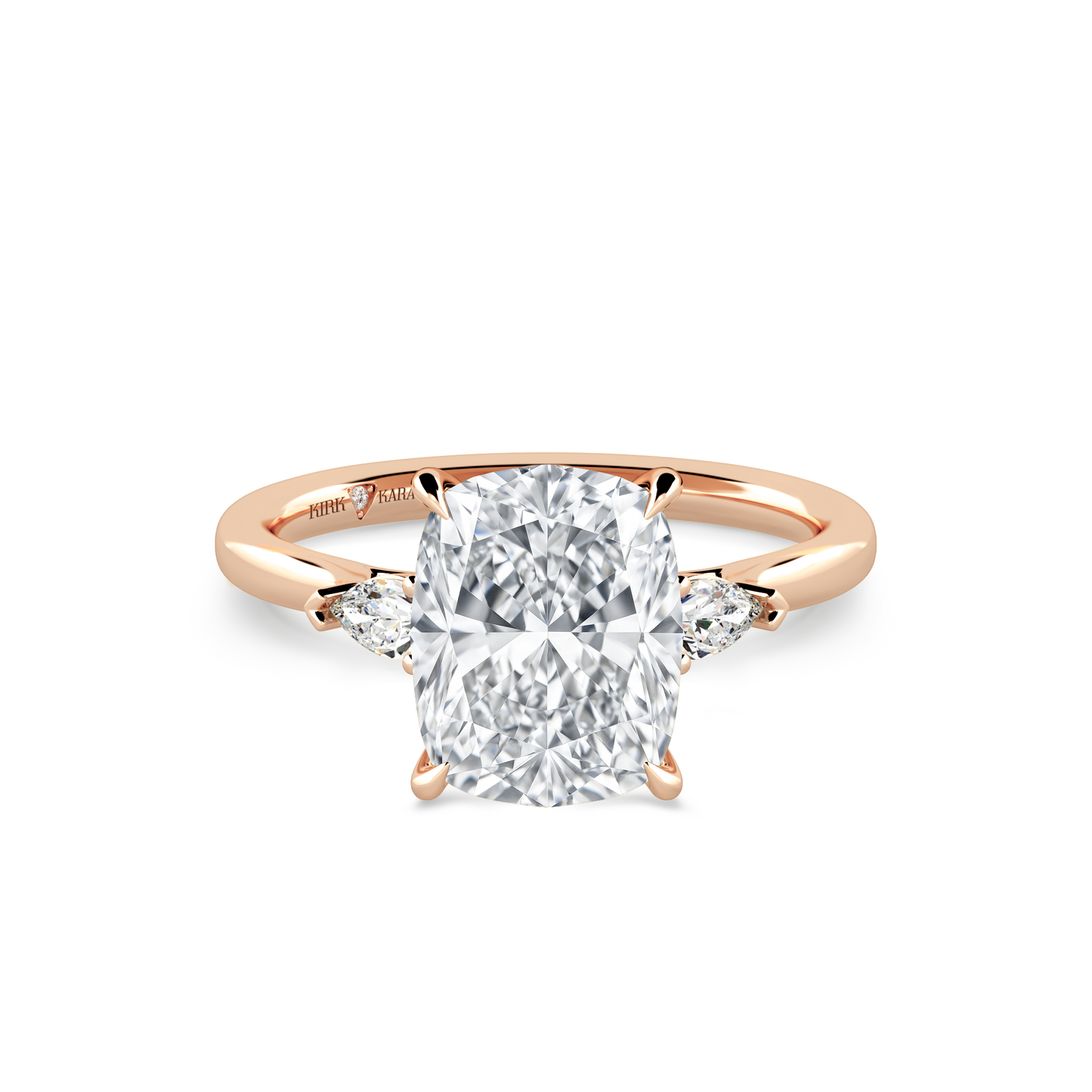 Preset Three Stone Cushion Lab Diamond Engagement Ring - Center Diamond Included