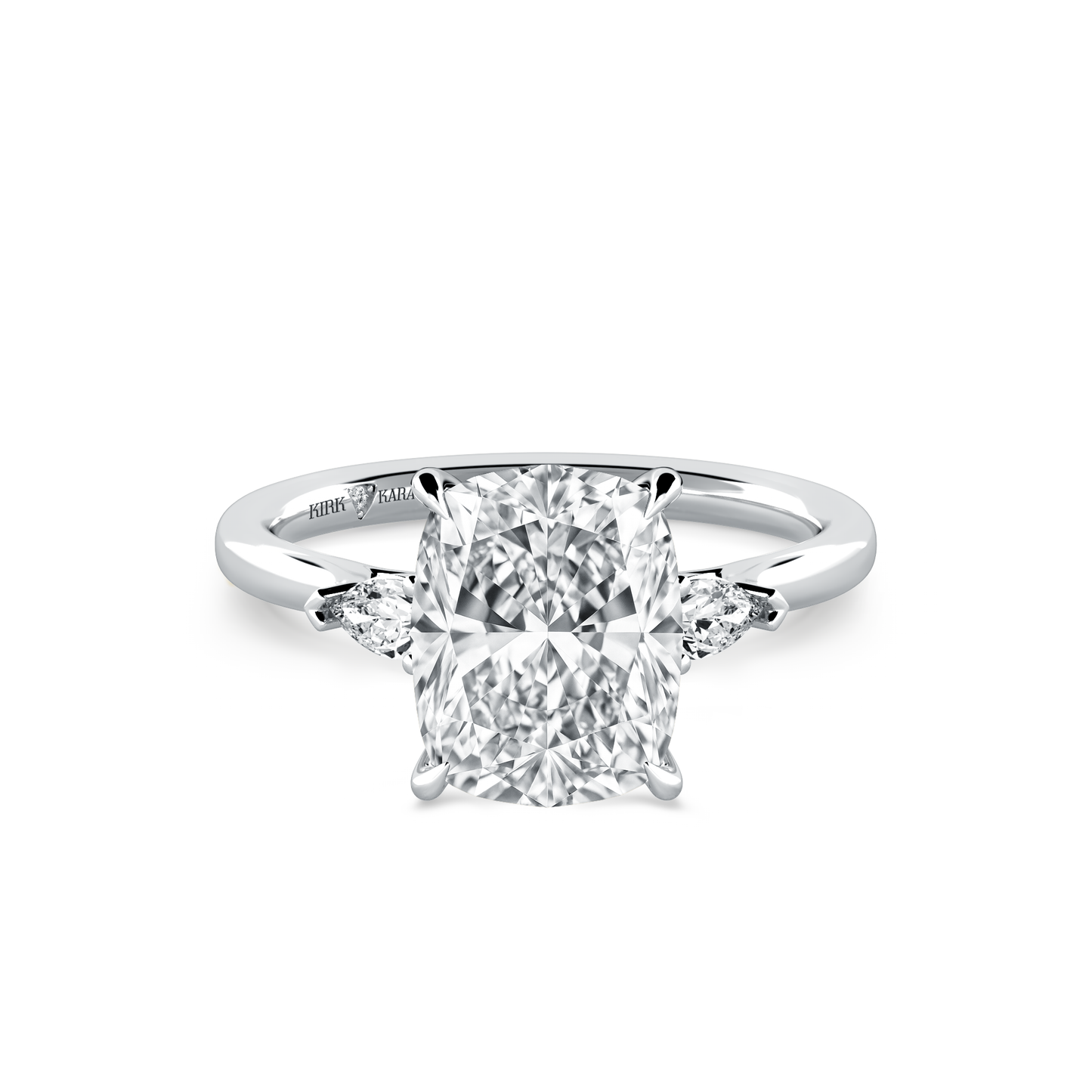 Preset Three Stone Cushion Lab Diamond Engagement Ring - Center Diamond Included