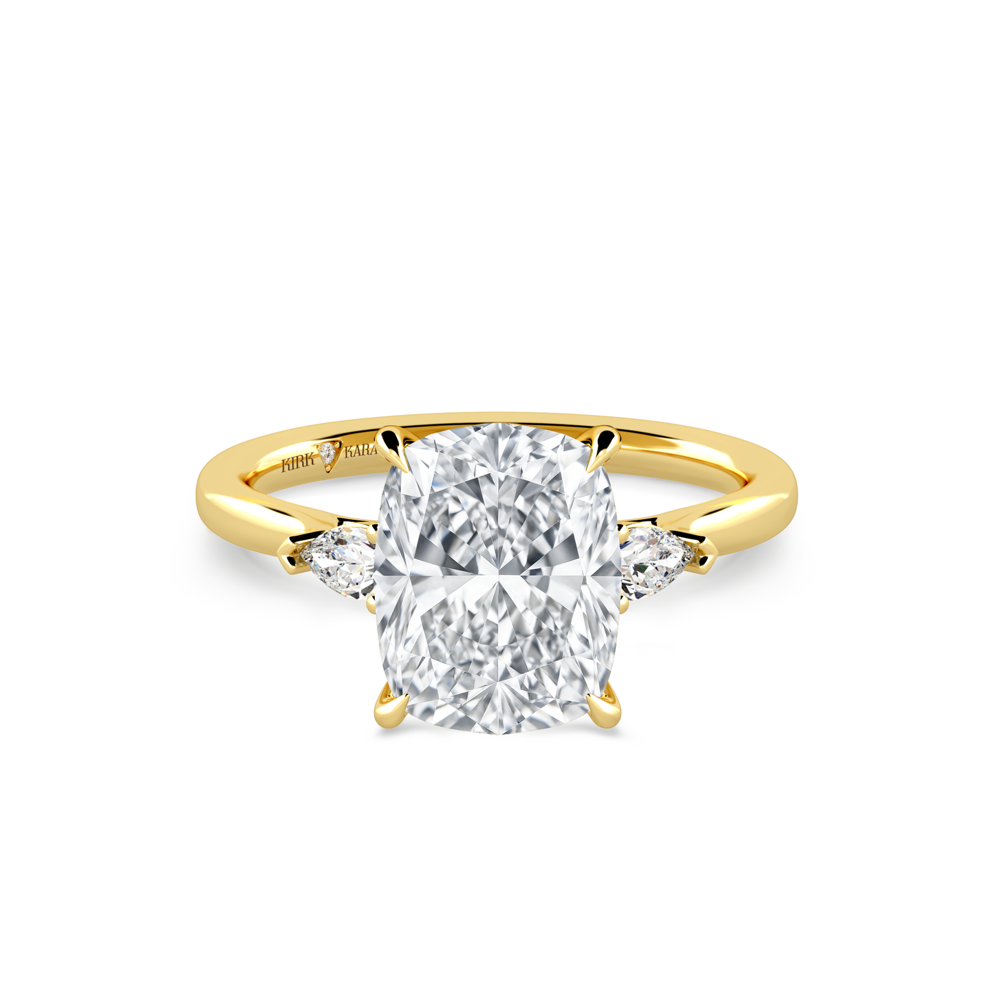 Preset Three Stone Cushion Lab Diamond Engagement Ring - Center Diamond Included