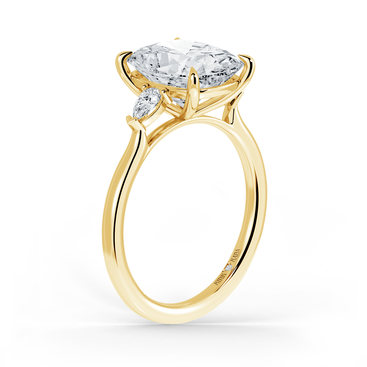 Preset Three Stone Cushion Lab Diamond Engagement Ring - Center Diamond Included